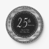 Assiettes En Carton Classy 25e anniversaire d'argent et de Mariage noi (Devant)