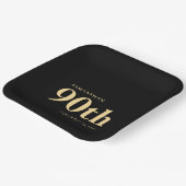 Assiettes En Carton Classy Custom Gold Black Text 90e Nom Date (Angulaire)