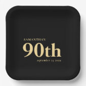 Assiettes En Carton Classy Custom Gold Black Text 90e Nom Date (Recto)