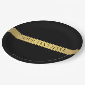Assiettes En Carton Classy Faux Gold Stripe & Black Arrière - plan ou (Angle)