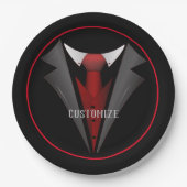 Assiettes En Carton Classy Gentleman Red Cravate 2 (Devant)