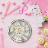 Assiettes En Carton Classy Gold & Satin Blanc Mariage ou Anniversaire (Fête)