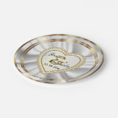 Assiettes En Carton Classy Gold & Satin Blanc Mariage ou Anniversaire (Angle)
