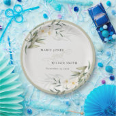 Assiettes En Carton Classy Rustic Blanc Vert Vert Floral Bunch Mariage (Fête)