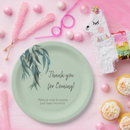 Assiettes En Carton Classy Sage Green Willow Branch Mariage botanique (Fête)