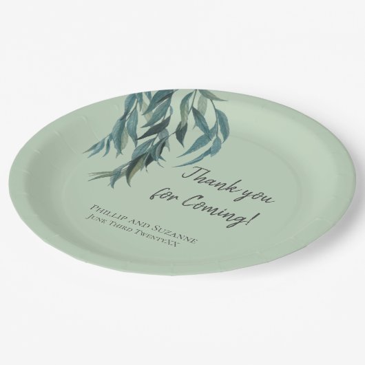 Assiettes En Carton Classy Sage Green Willow Branch Mariage botanique (Angle)