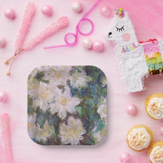 Assiettes En Carton Claude Monet - Clematis blanc (Fête)