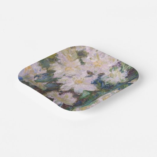 Assiettes En Carton Claude Monet - Clematis blanc (Angulaire)