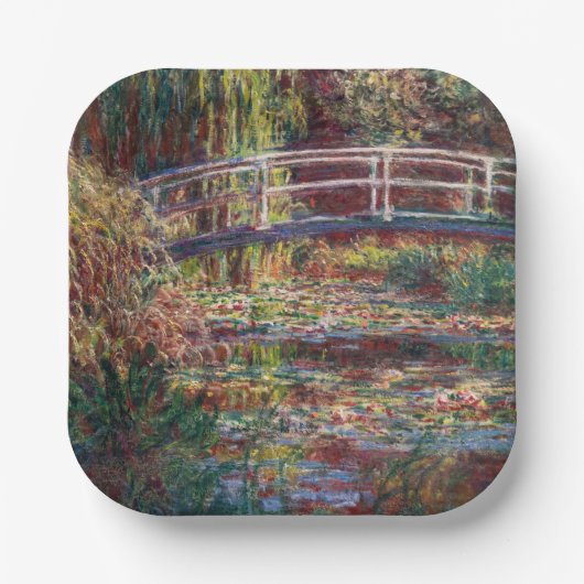 Assiettes En Carton Claude Monet - Eau Lily étang, Harmonie rose (Recto)