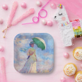 Assiettes En Carton Claude Monet - Femme avec un parasol face à droite (Fête)