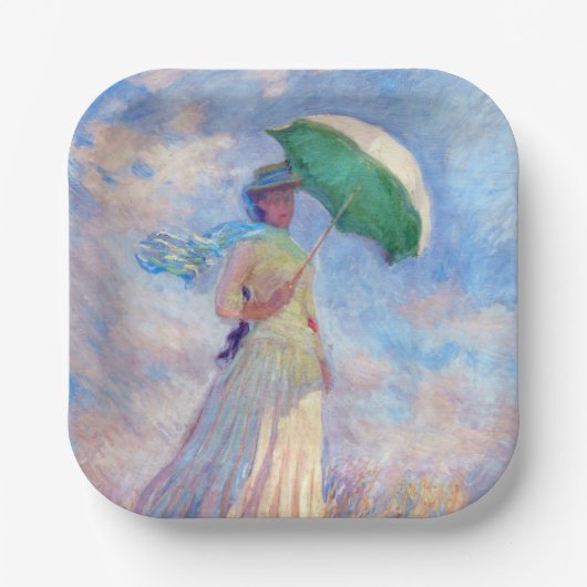 Assiettes En Carton Claude Monet - Femme avec un parasol face à droite (Recto)