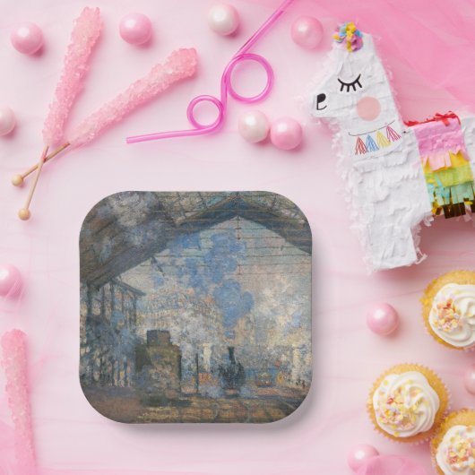 Assiettes En Carton Claude Monet - Gare Saint-Lazare Vue extérieure (Fête)