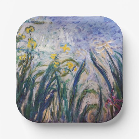 Assiettes En Carton Claude Monet - Iris jaunes et violets (Recto)