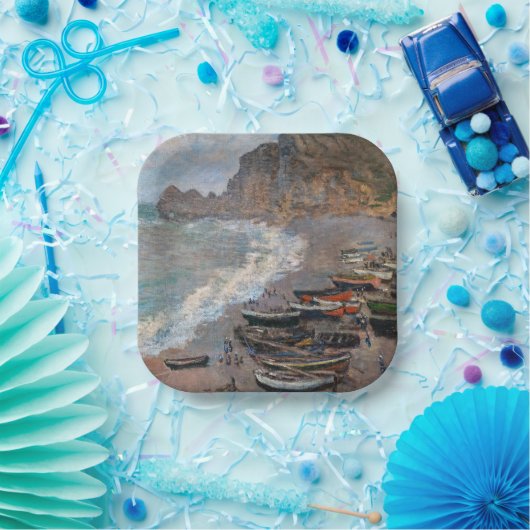 Assiettes En Carton Claude Monet - La plage d'Etretat (Fête)