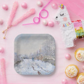 Assiettes En Carton Claude Monet - Scène de neige à Argenteuil (Fête)