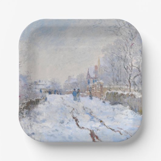 Assiettes En Carton Claude Monet - Scène de neige à Argenteuil (Recto)
