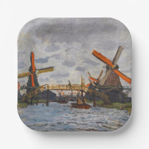 Assiettes En Carton Claude Monet - Windmills près de Zaandam