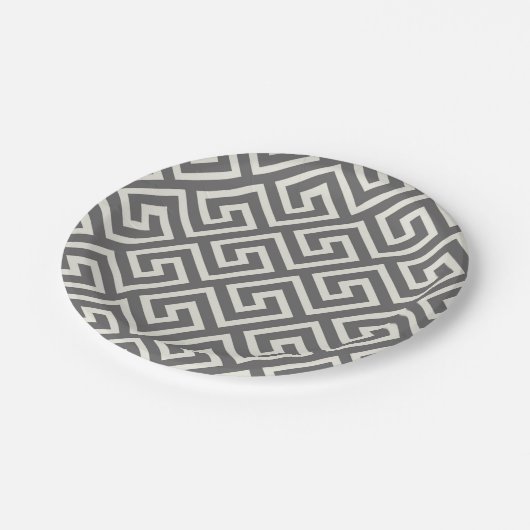 Assiettes En Carton Clé grecque classique Carré Motif Swirl (Angle)