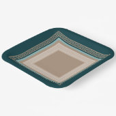 Assiettes En Carton Clé grecque - Meander - Taupe et vert (Angulaire)
