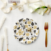 Assiettes En Carton Clematis Fleurs Gris Jaune Botanique