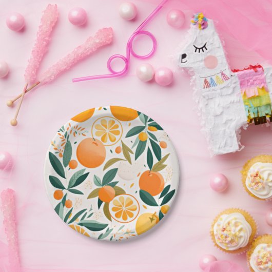 Assiettes En Carton Clementine mandarine (Fête)