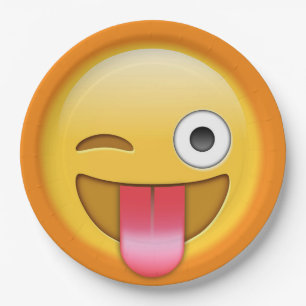 Assiettes En Carton Clignant de l'oeil à emoji la plaque à papier