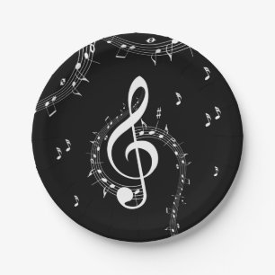 Assiettes En Carton Climacic G Clef Music Black