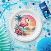 Assiettes En Carton Clipart coucher de soleil Flamant rose rose (Fête)