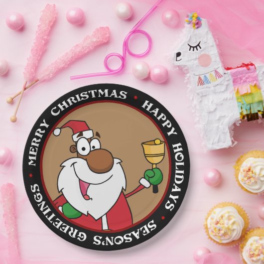 Assiettes En Carton Cloche sonnant Noir Père Noël (Fête)