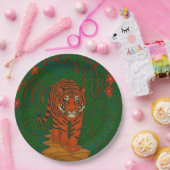 Assiettes En Carton Cloisonne Art Tiger on the Jungle Path (Fête)