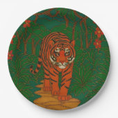 Assiettes En Carton Cloisonne Art Tiger on the Jungle Path (Devant)