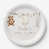 Assiettes En Carton Clothesline mignonne Baby shower neutre genre (Devant)