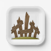 Assiettes En Carton Clôture en bois cassée Ferme rustique (Recto)