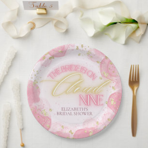 Assiettes En Carton Cloud Neuf 9 brillant rose or Parties scintillant 