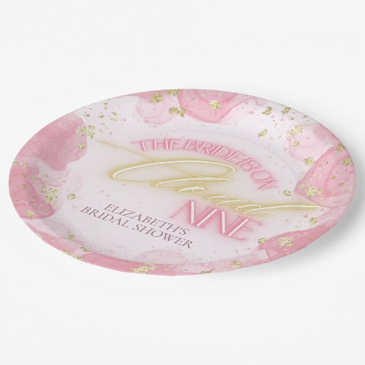 Assiettes En Carton Cloud Neuf 9 brillant rose or Parties scintillant  (Angle)