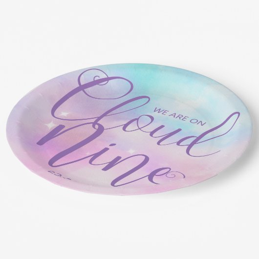 Assiettes En Carton Cloud Neuf Baby shower fille (Angle)