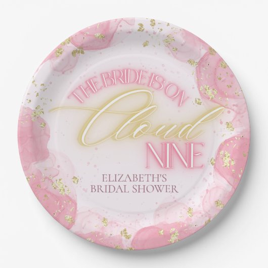 Assiettes En Carton Cloud Nine 9 Glow Rose Pailleté Mariage (Devant)