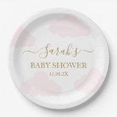Assiettes En Carton Clouds roses Baby shower fille (Devant)