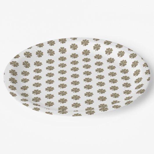 Assiettes En Carton Clover Good Luck Symbole or look Elegant Motif (Angle)