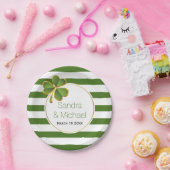 Assiettes En Carton Clover moderne & rayures blanches vertes mariage i (Fête)