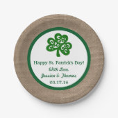 Assiettes En Carton Clover vert & Burlap St. Patrick's Day (Devant)