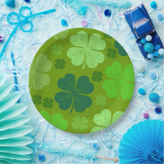 Assiettes En Carton Clovers verts, Lucky Clovers, Saint Patrick's Day (Fête)