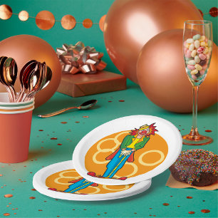 Assiettes En Carton Clown de dessin Whimsical aux couleurs vives