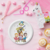 Assiettes En Carton Clown Jouant La Guitare (Fête)