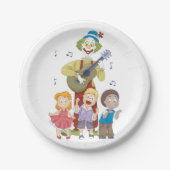 Assiettes En Carton Clown Jouant La Guitare (Devant)