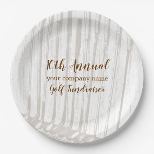 Assiettes En Carton Clubs de golf Brown et blanc Vintage