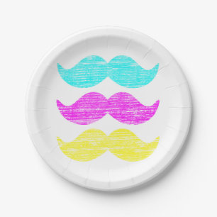 Assiettes En Carton CMY Mustaches (style presse-lettres)