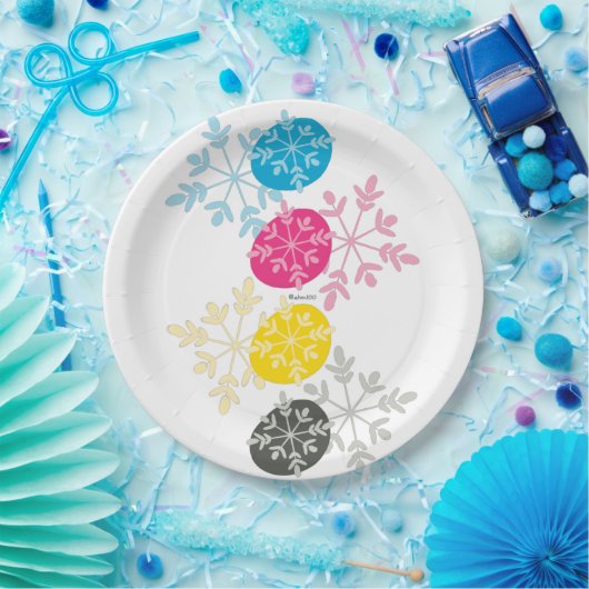 Assiettes En Carton CMYK Snowflakes (Fête)