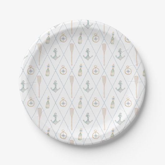 Assiettes En Carton Coastal Sailboat Paper Plates (Devant)