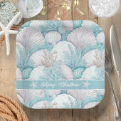 Assiettes En Carton Coastal Seashell & Coral Motif#3 ID1009